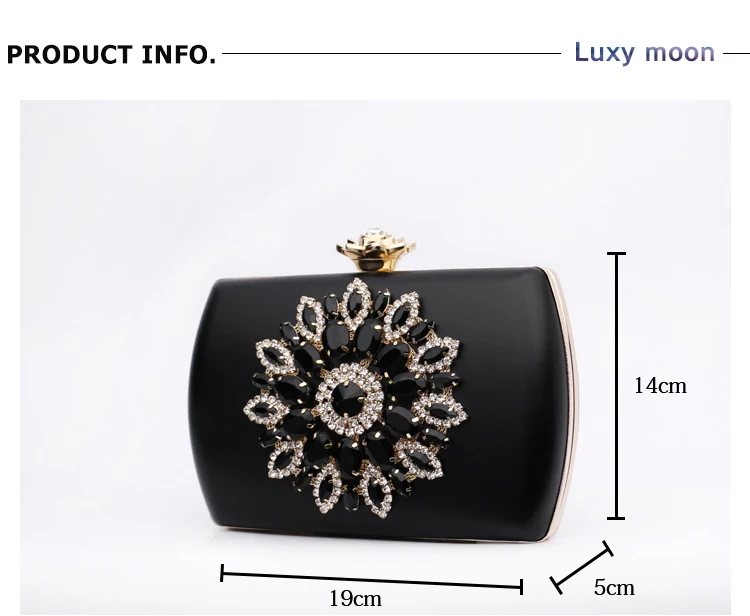 Dimensions of YNSSK Rhinestone Flower Dinner Bag