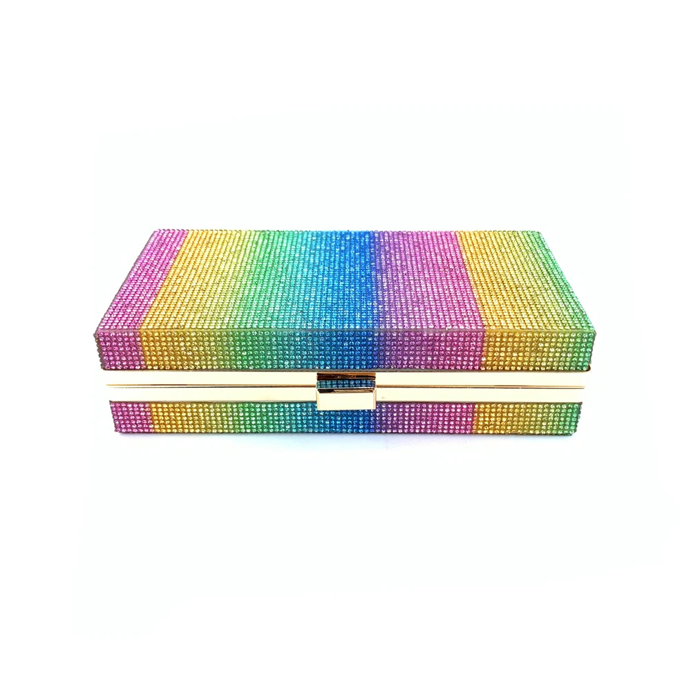 Oblique Top View of the YNSSK Rectangular Rainbow Evening Bag