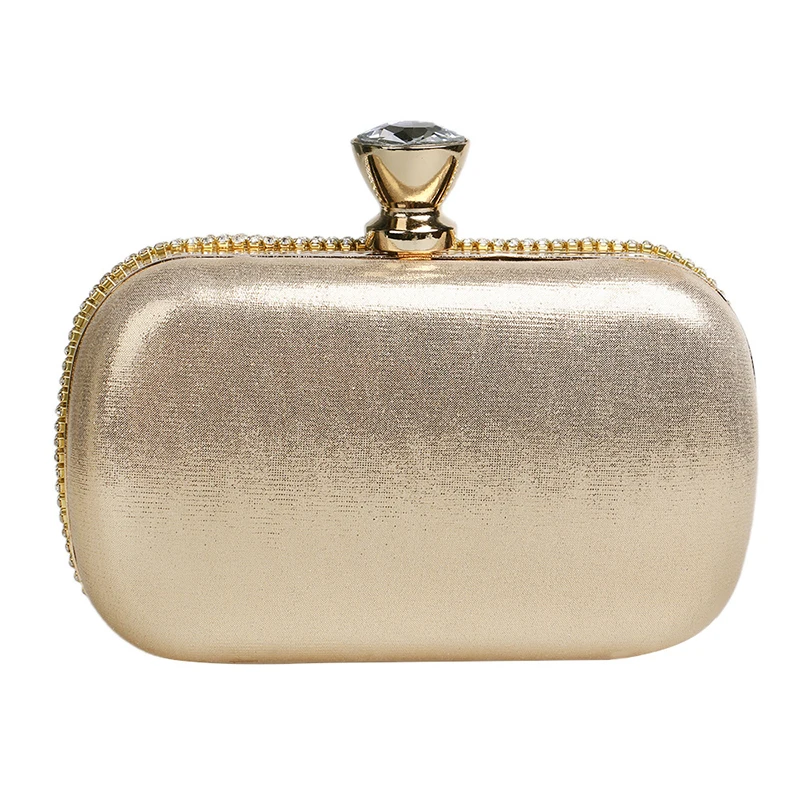 YNSSK Rhinestone and Beads Embellished Gold Clutch Bag Back View