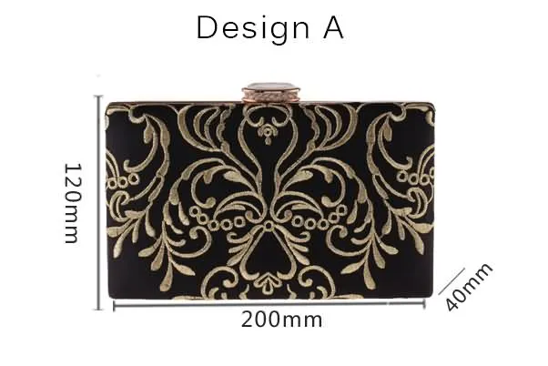 YNSSK Black Embroidered Clutch Bag Size