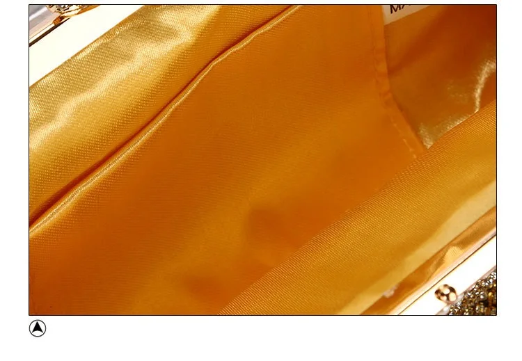 YNSSK Gold Tassel Rhinestone Clutch Bag Inside Detial View
