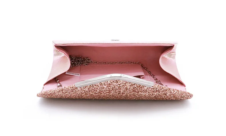 YNSSK Pink Leather Envelope Clutch Purse Inside View