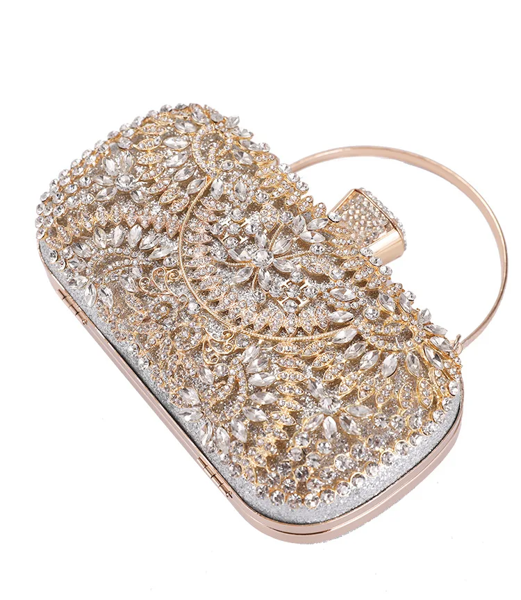 YNSSK Metallic Silver Clutch Bags Front View