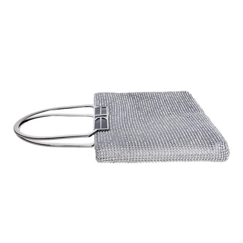 YNSSK Large Silver Evening Clutch Bags Side View