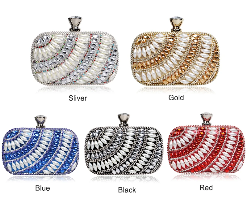 YNSSK Rhinestone and Beads Embellished Clutch Bag Available Colors