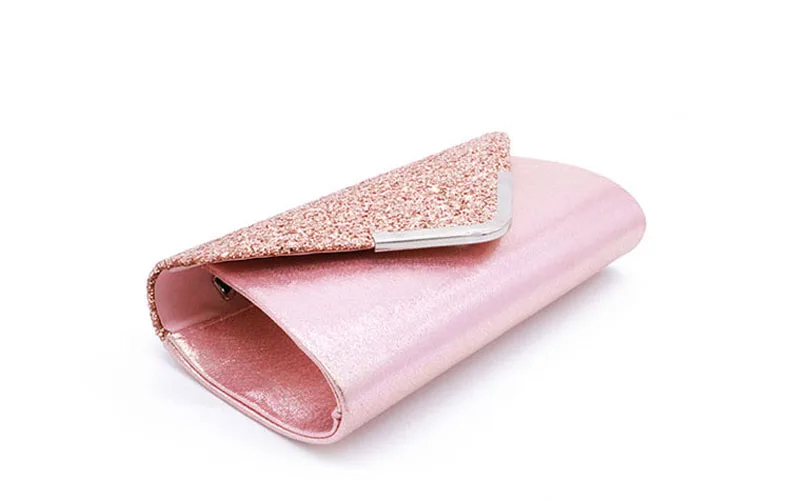 YNSSK Pink Leather Envelope Clutch Purse Side View