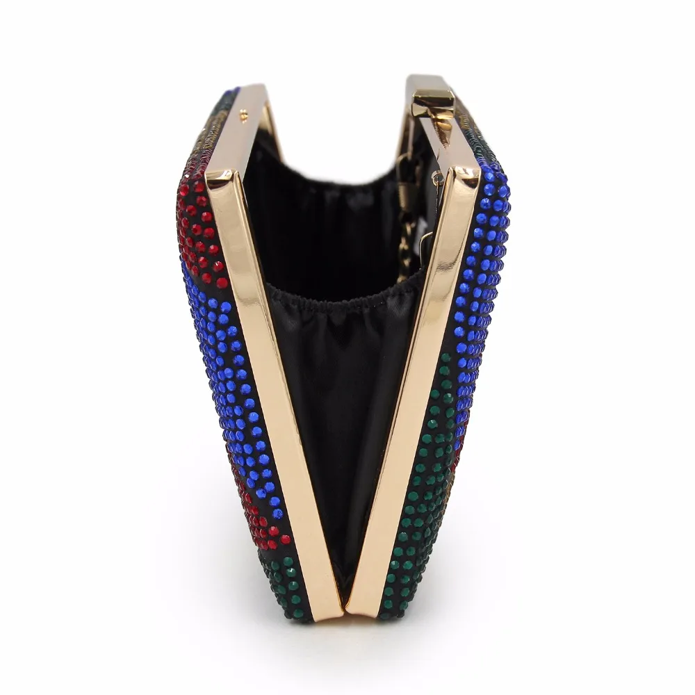 Side View of the YNSSK Color Block Evening Bag open