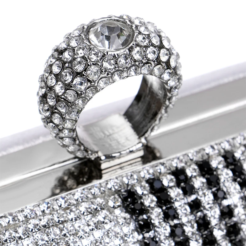 YNSSK Party Wear Hand Purse Top Rhinestone Detail