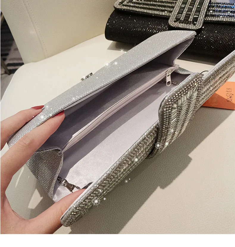 YNSSK Black Square Evening Bag Inside View