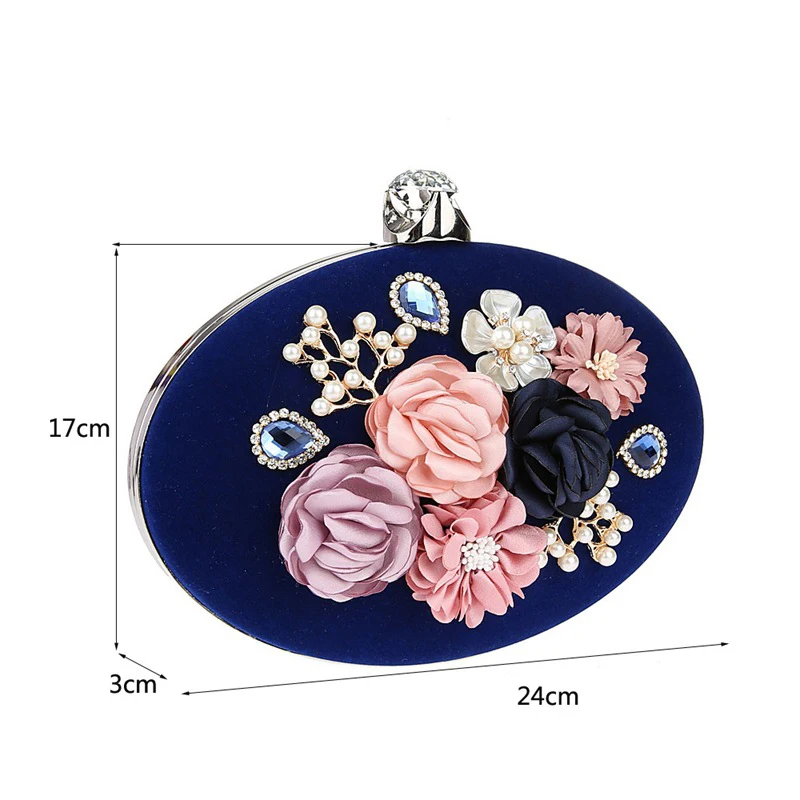 YNSSK Navy Floral Clutch Bag Size