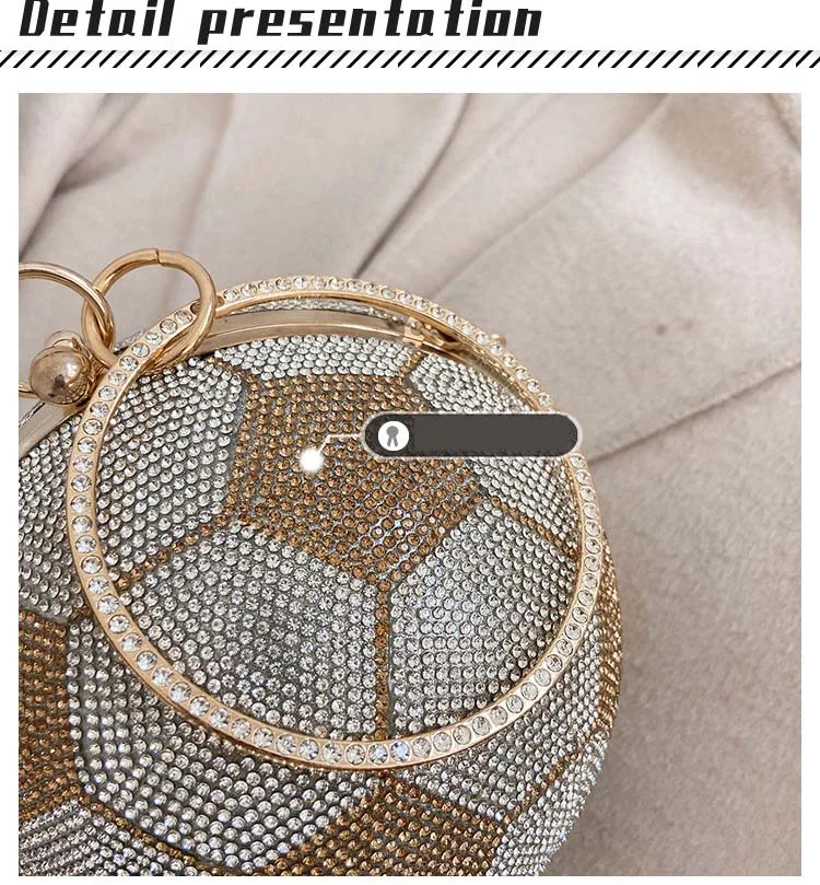 Top Detail of YNSSK Ball-Shaped Rhinestone Evening Bag