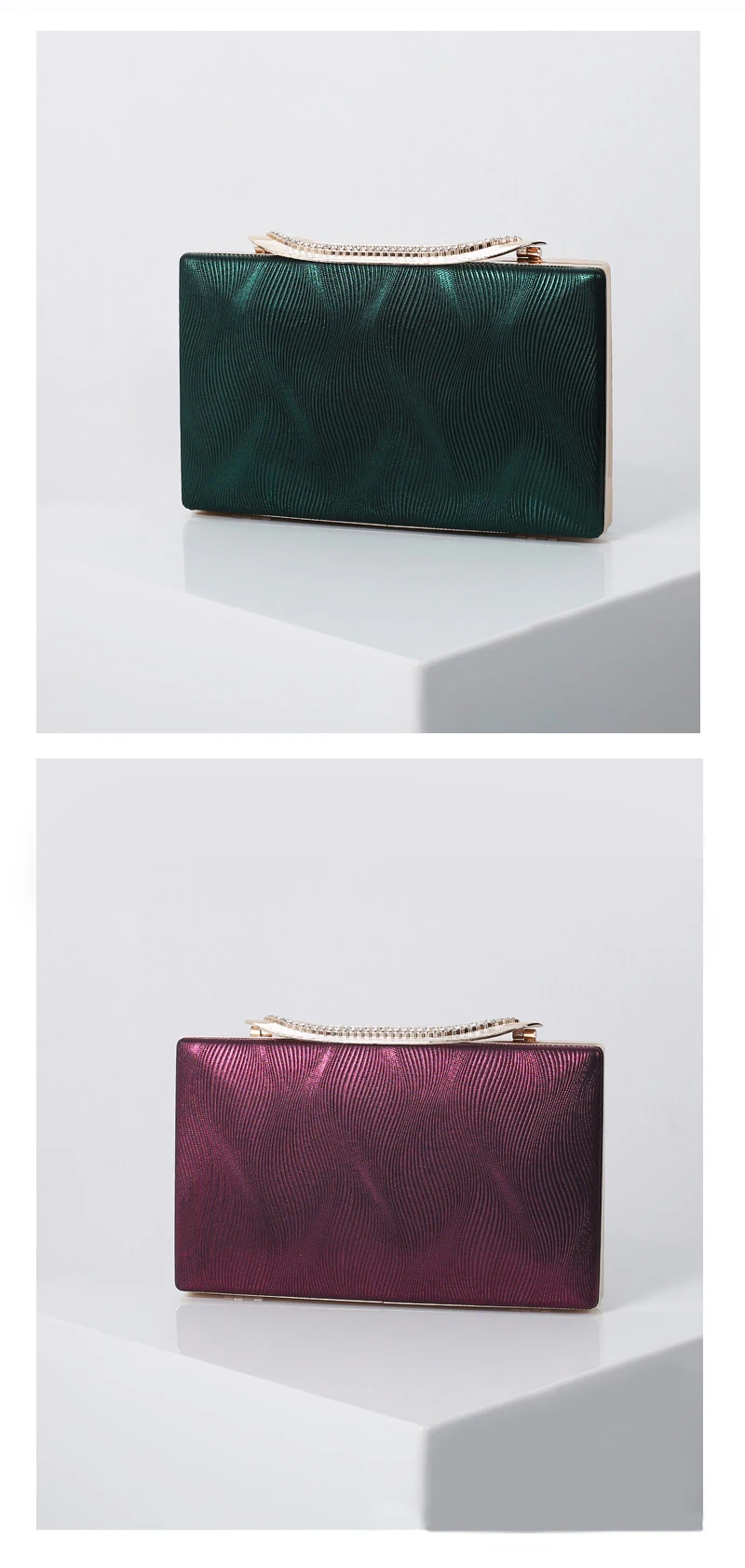 YNSSK PU Leather Clutch Bag Green and Purple Front View