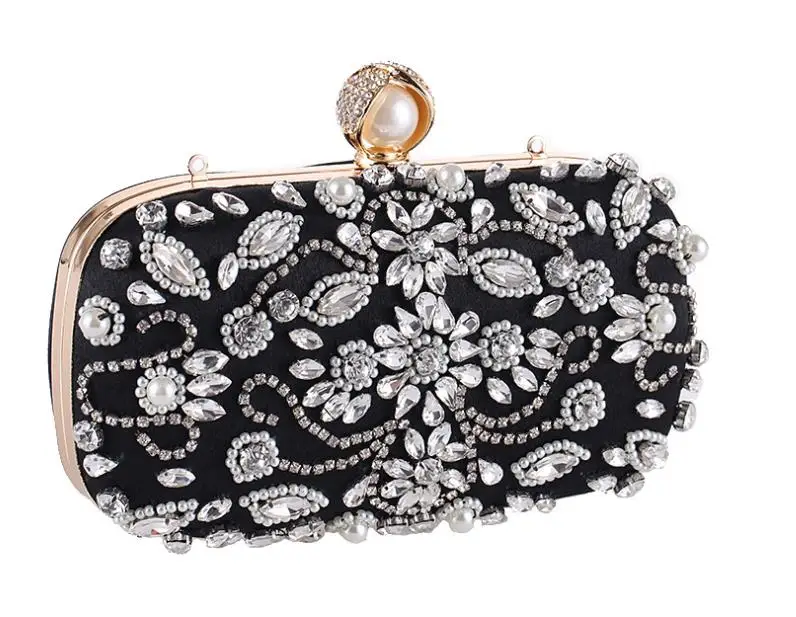 YNSSK Black Rhinestone Glitter Clutch Side View