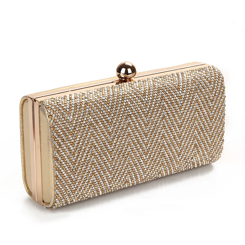 YNSSK Bling Rhinestone Stripe Clutch Bag Side View
