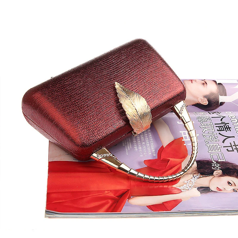 YNSSK Wine Red Leather Hand Clutch Top View