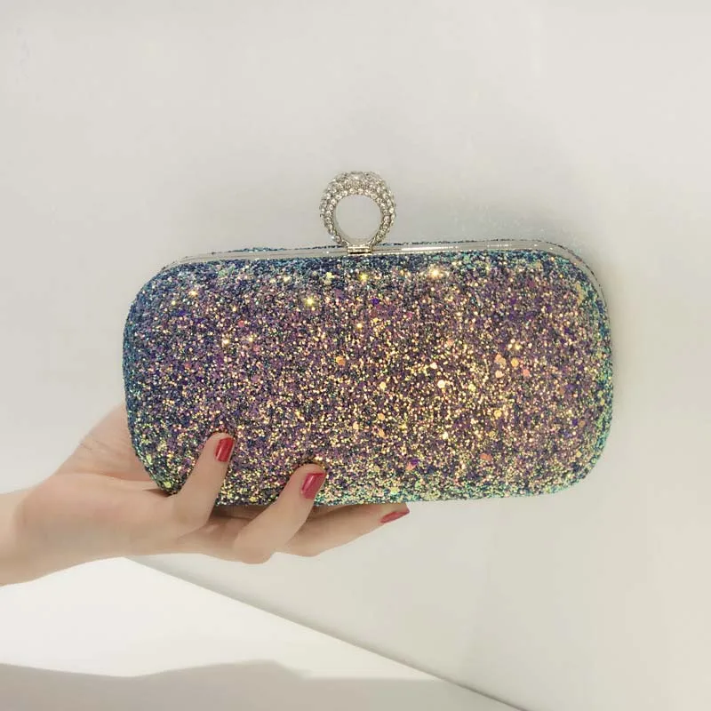YNSSK Green Sequin Clutch Bag Model Display