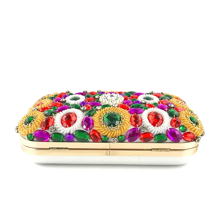 YNSSK Rainbow Beads and Crystal Clutch Bag Bottom View