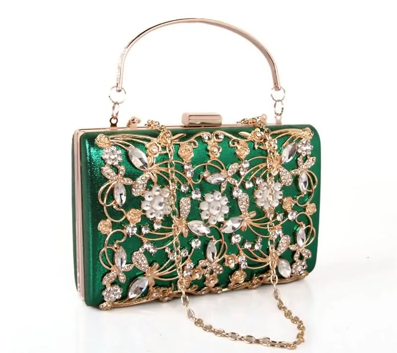 YNSSK Evening Clutches for Weddings Green Side View