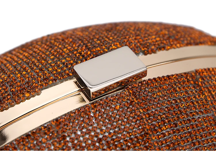 YNSSK Brown Unique Sequin Rugby Clutch Bag Top Detail View