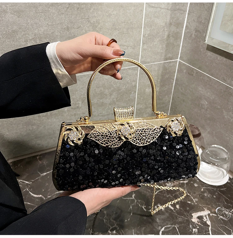 YNSSK Black Vintage Wedding Clutch Bags Model Show