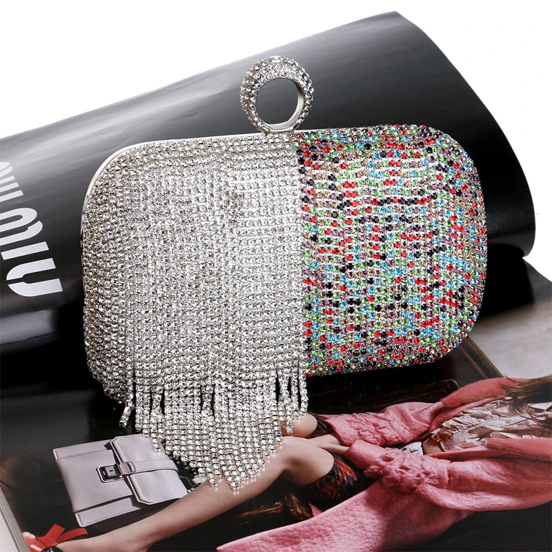 YNSSK Party Wear Hand Purse Multicolor Front View