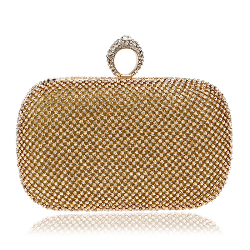 Front view of the YNSSK Rhinestone Ring Evening Bag