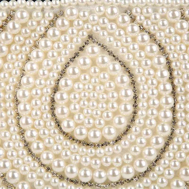 YNSSK Beige Beaded Bridal Clutch Bag for Wedding Surface Detail View