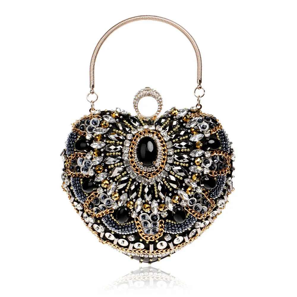 YNSSK Black Clutch Bag with Gold Chain and Handle