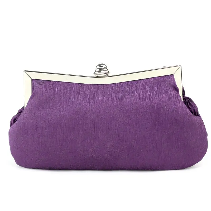 YNSSK Purple Rhinestone Braided Soft Clutch Bag Back View