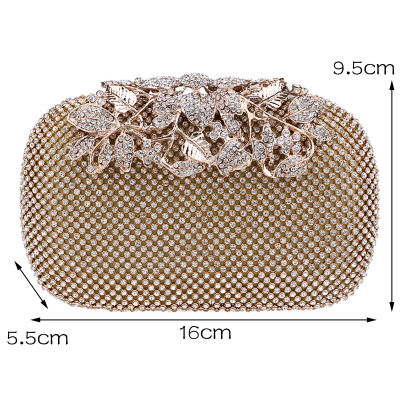YNSSK Hard Case Gold Metallic Clutch Purse Size