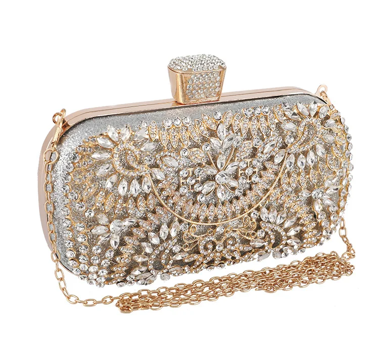 YNSSK Metallic Silver Clutch Bags Side View