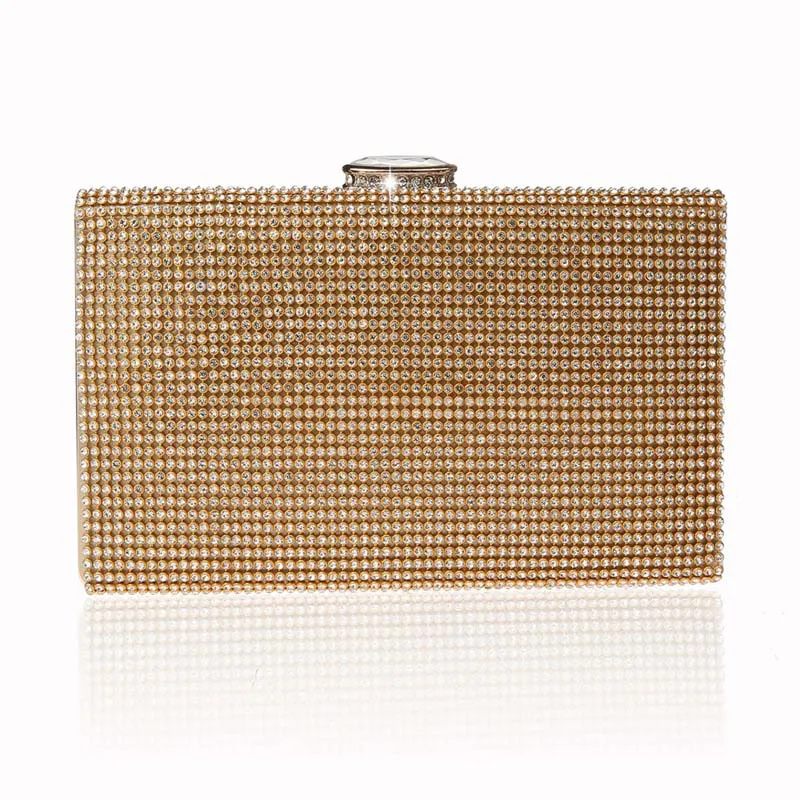 YNSSK Gold Glitter Box Clutch Bag Front View