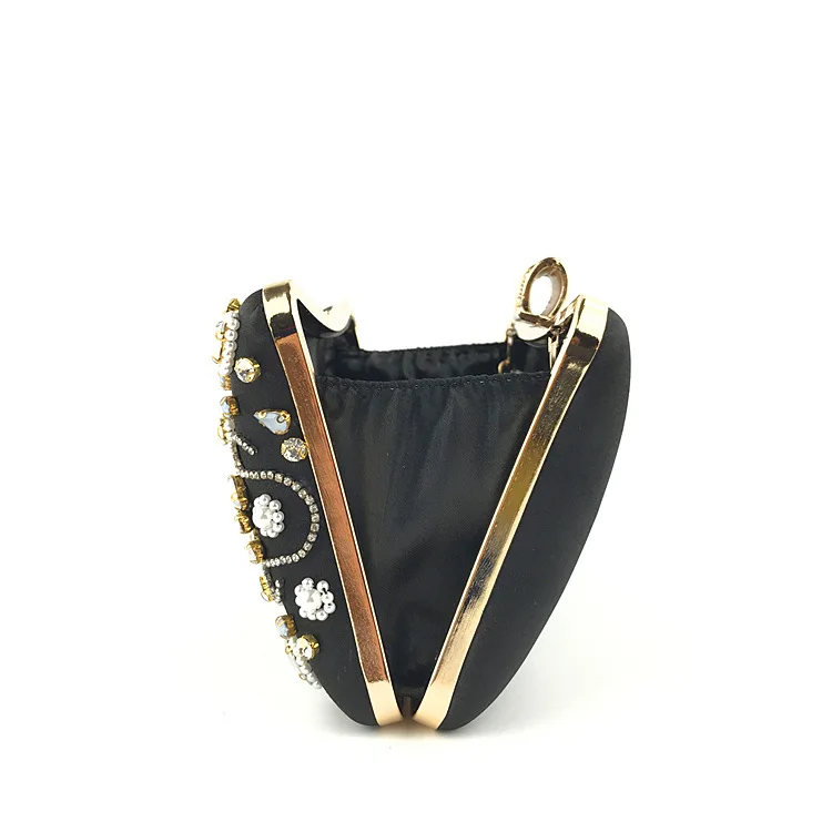 Side opening view of the YNSSK Hand Beaded Stylish Evening Bag