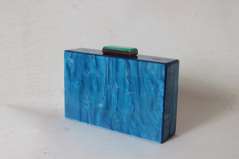 YNSSK Spliced Color Striped Acrylic Clutch Bag Back View