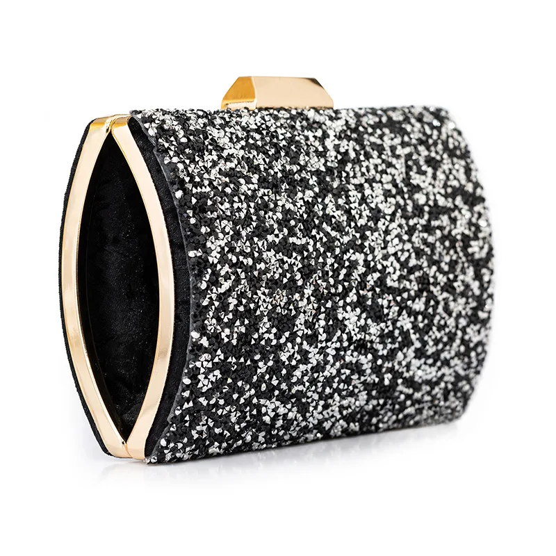 YNSSK Black Sequin Clutch Bag Side View