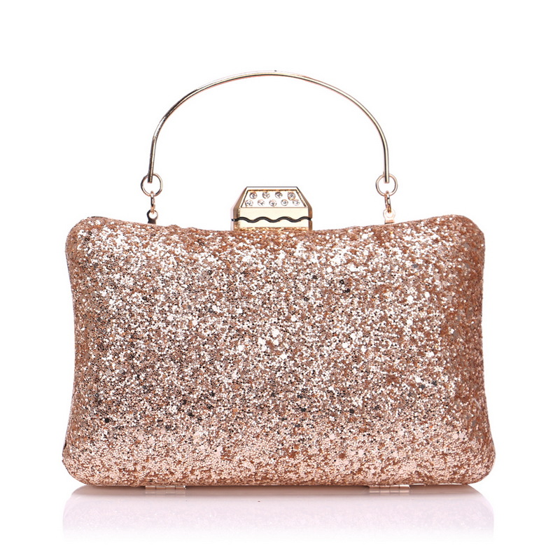 YNSSK Champagne Sequin Clutch Front View