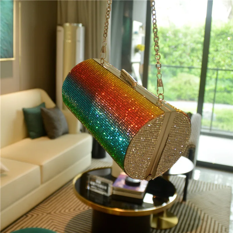 YNSSK Rainbow Cylinder Evening Bag Hanging