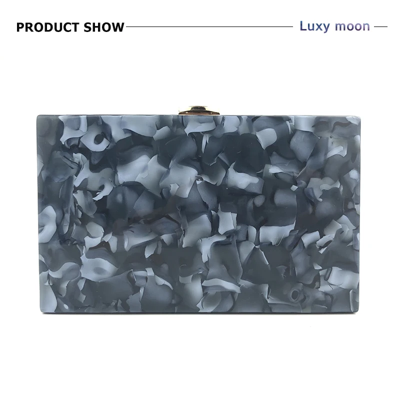 YNSSK Black Bride Acrylic Box Clutch Front View