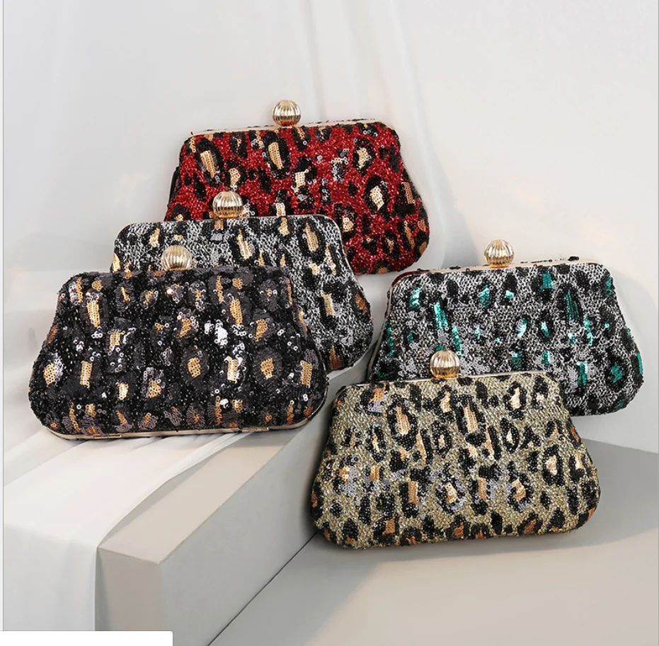 YNSSK Leopard Print Clutch Bag With Chain Available Colors