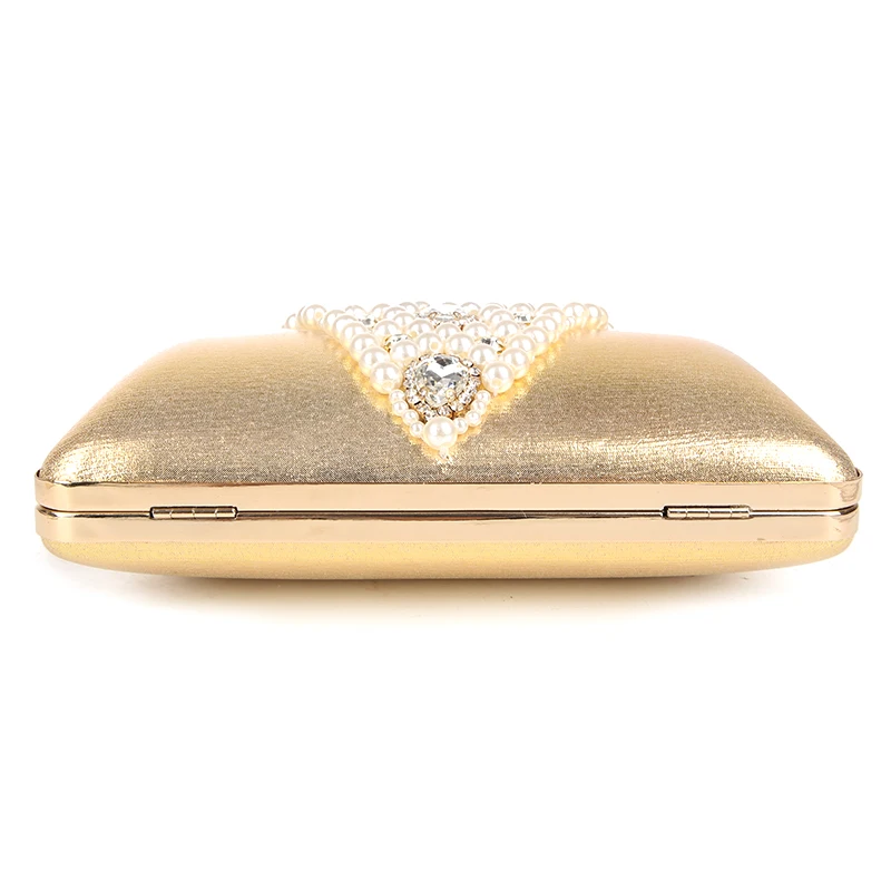 YNSSK Beads Faux Leather Clutch Bag with Handle Bottom View