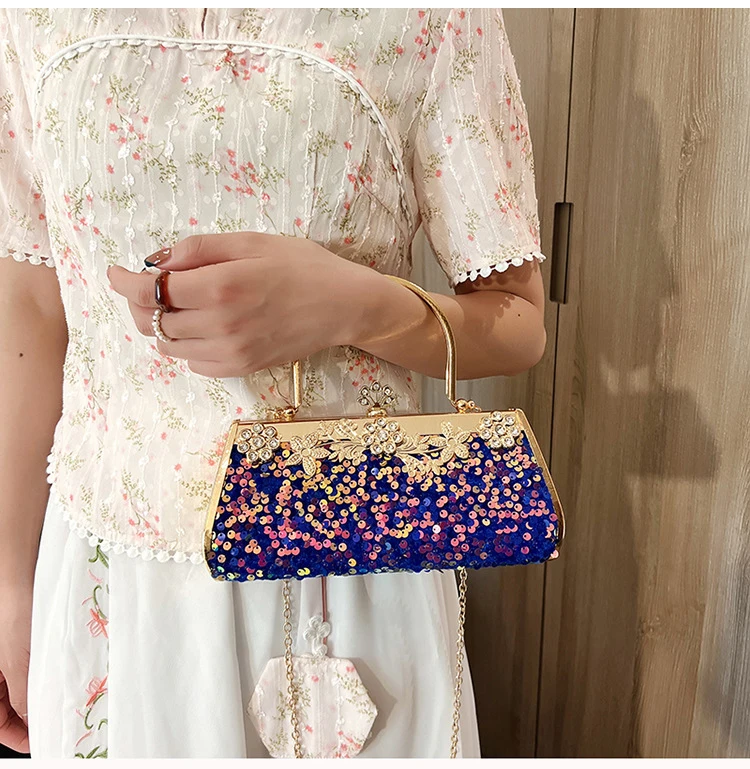 YNSSK Navy Vintage Wedding Clutch Bags Model Show