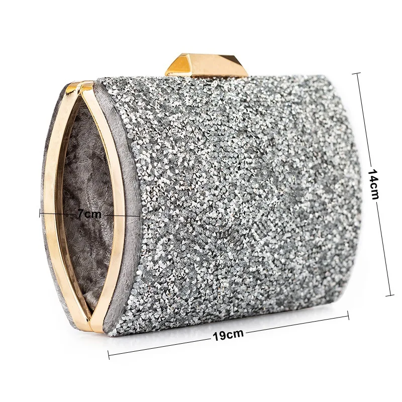 YNSSK Silver Sequin Clutch Bag Size