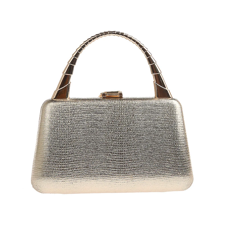 YNSSK Gold Leather Hand Clutch Back View
