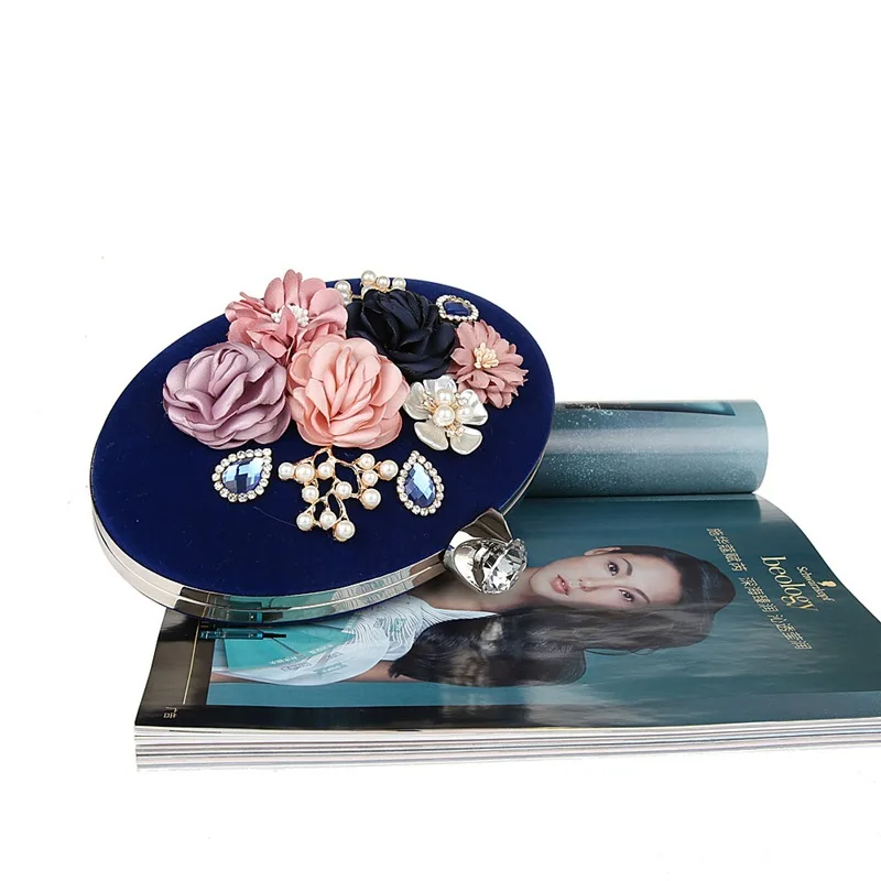 YNSSK Navy Floral Clutch Bag Top View