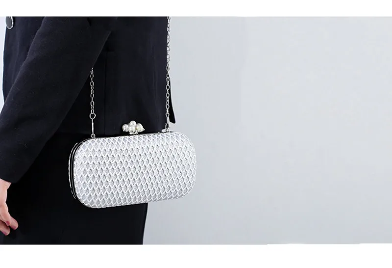 YNSSK Silver Sequin Corrugated Evening Bag Model Display View