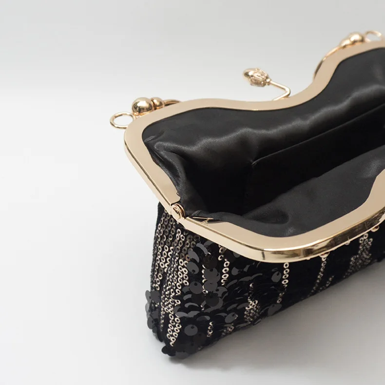 YNSSK Black Vintage Ladies Evening Bags Inside View