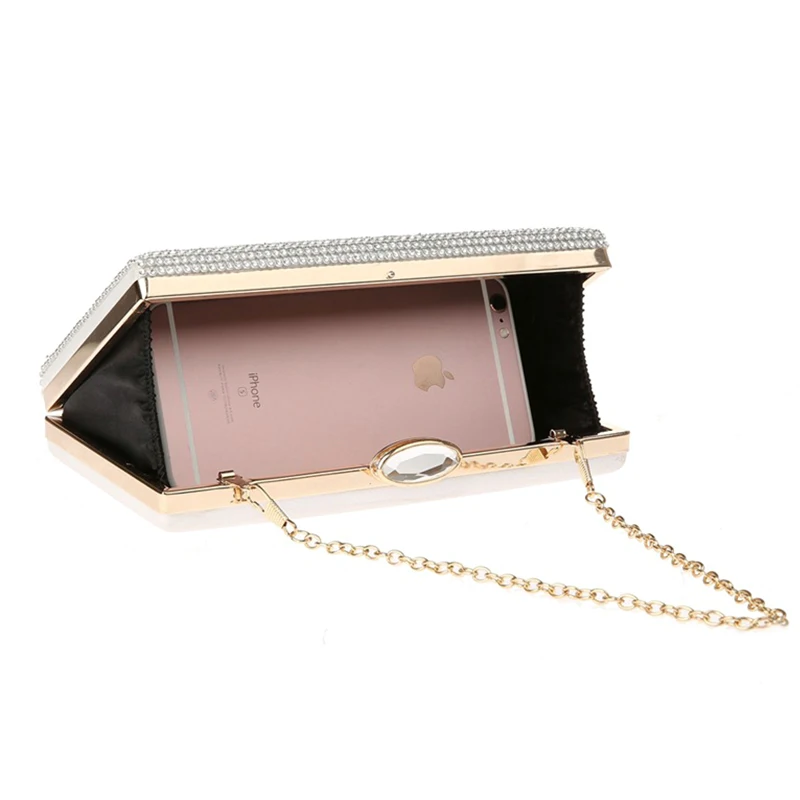 YNSSK Silver Glitter Box Clutch Bag Inside View