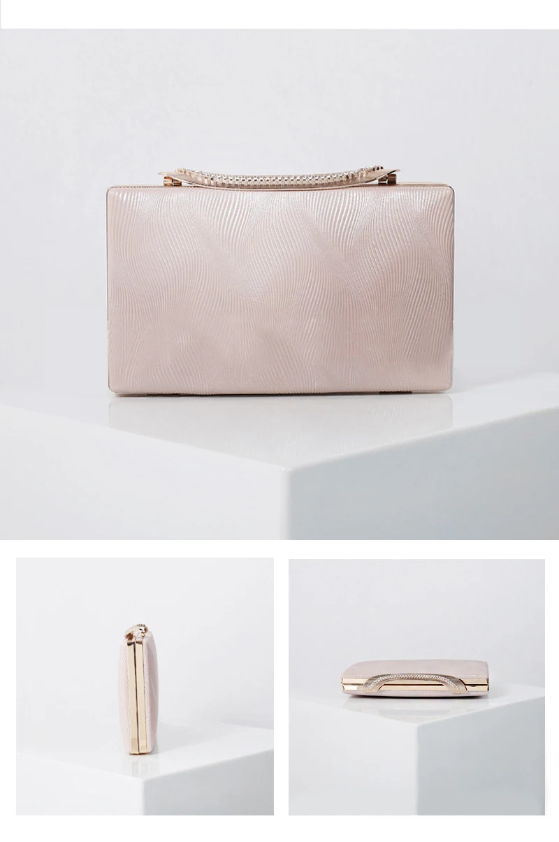 YNSSK Pink PU Leather Clutch Bag Front View
