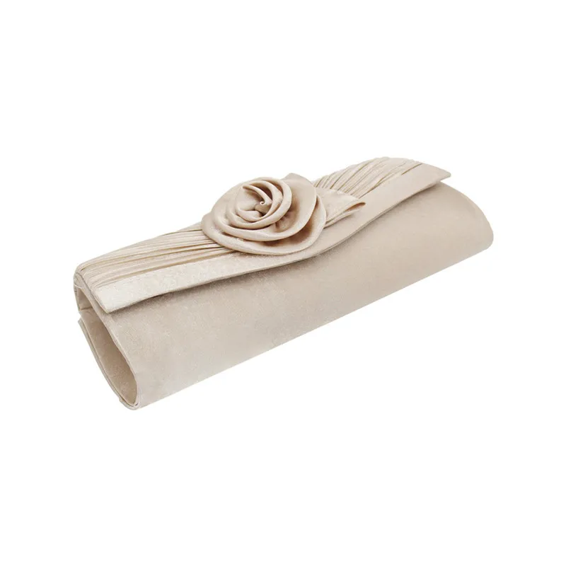 YNSSK Apricot Floral Satin Clutch Evening Bag Side View