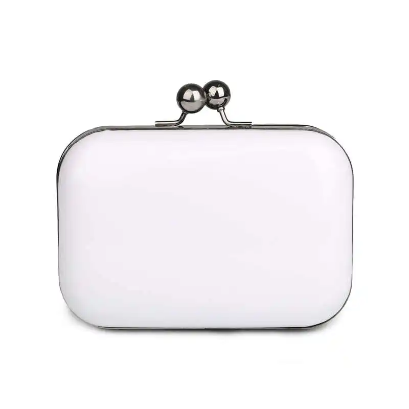 YNSSK White Pure Leather Clutch Front View
